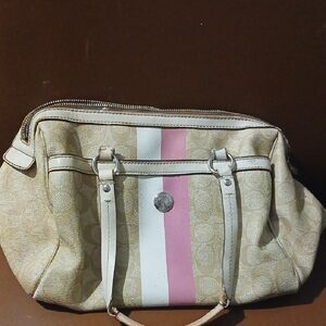 Coach Tan and Pink Shoulder Bag